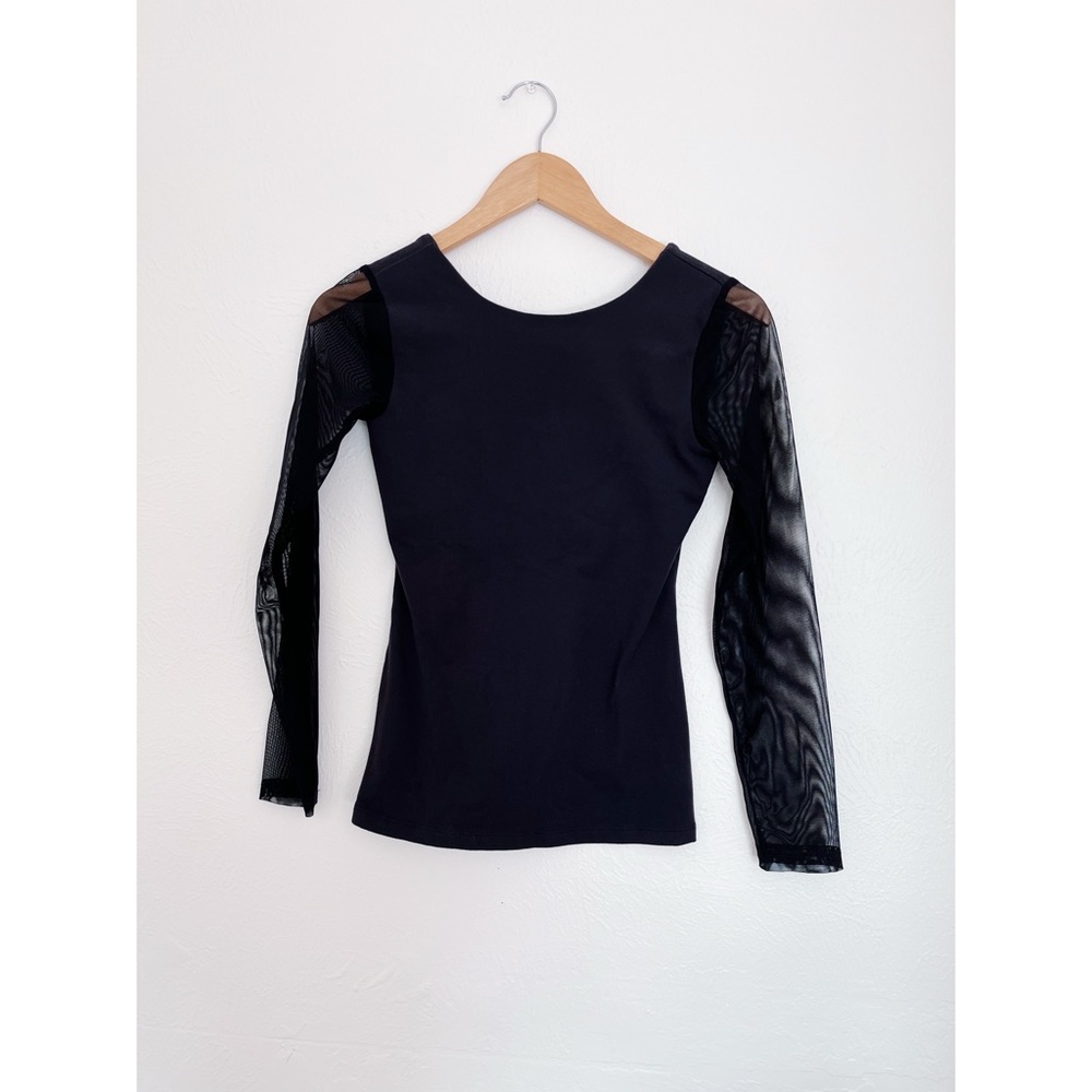 Beyond Yoga Mesh Sleeve Top with Built-In Bra | Black | Small